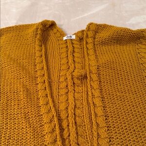 Golden V-Neck Cable Knit Sweater